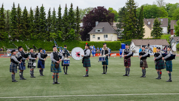 Pipeband Sound of Scotland Pipes and Drums bei einen Sportevent in Meinerzhagen